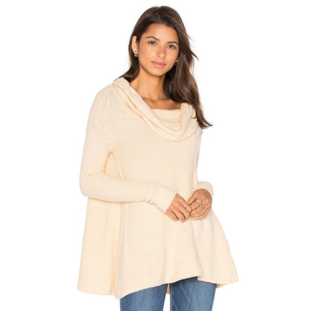 Free People Cream Cowl Neck Sweater